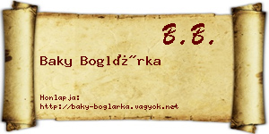 Baky Boglárka névjegykártya