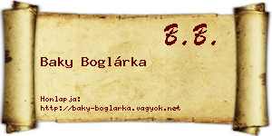 Baky Boglárka névjegykártya